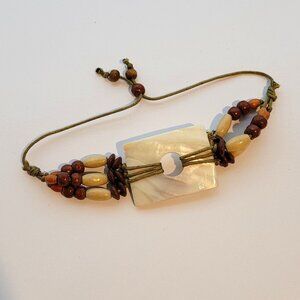 Handmade Artisan Mother of Pearl and African Beaded Bracelet/Anklet